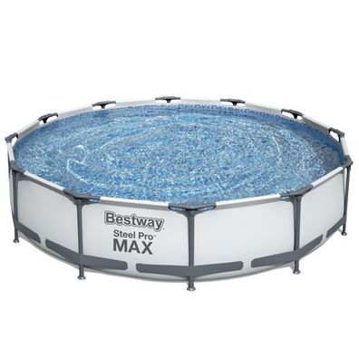 Steel Pro MAX? Frame Pool Set mit Filterpumpe Ø 366 x 76 cm, lichtgrau, rund