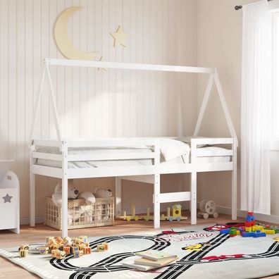 vidaXL Dach für Kinderbett Weiß 209x85,5x88 cm Massivholz Kiefer