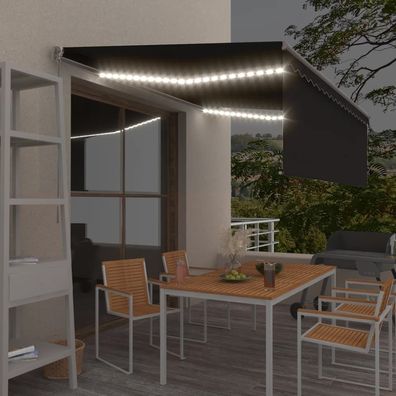 vidaXL Markise Manuell Einziehbar mit Rollo & LED 4x3 m Anthrazit