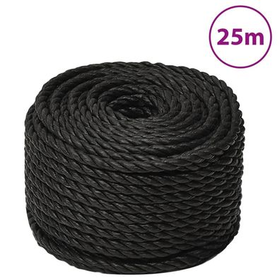 vidaXL Arbeitsseil Schwarz 12 mm 25 m Polypropylen