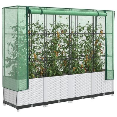 vidaXL Hochbeet mit Gewächshaus-Aufsatz Rattan-Optik 160x40x138 cm