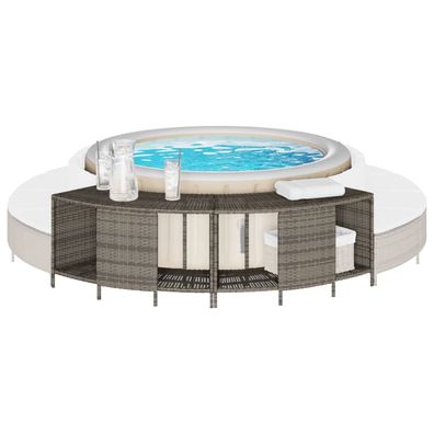 vidaXL Outdoor-Regale für Whirlpool 2 Stk. Grau Poly Rattan