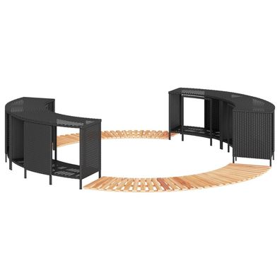 vidaXL Whirlpool-Umrandung Schwarz Poly-Rattan und Massivholz Akazie