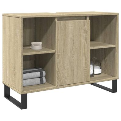 vidaXL Badschrank Sonoma-Eiche 80x33x60 cm Holzwerkstoff