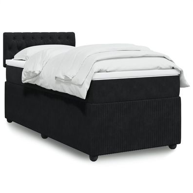 vidaXL Boxspringbett mit Matratze Schwarz 90x190 cm Samt