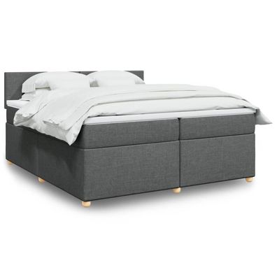 vidaXL Boxspringbett mit Matratze Dunkelgrau 200x200 cm Stoff