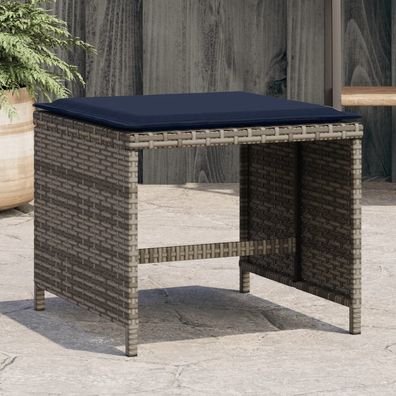 vidaXL Gartenhocker mit Kissen 4 Stk. Grau 40x40x35 cm Poly Rattan