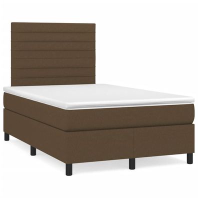 vidaXL Boxspringbett mit Matratze Dunkelbraun 120x190 cm Stoff