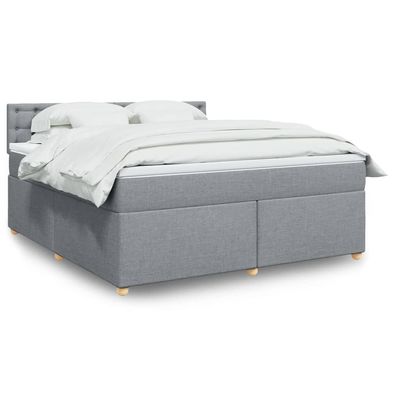 vidaXL Boxspringbett mit Matratze Hellgrau 180x200 cm Stoff