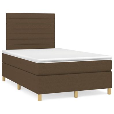 vidaXL Boxspringbett mit Matratze Dunkelbraun 120x190 cm Stoff