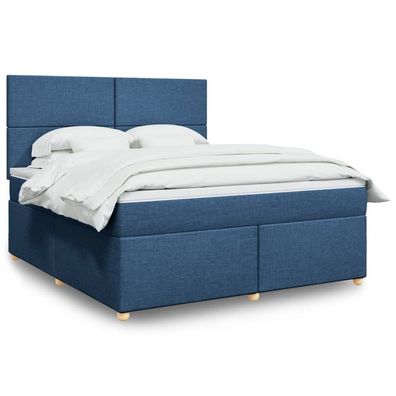 vidaXL Boxspringbett mit Matratze Blau 180x200 cm Stoff