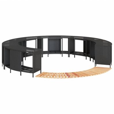 vidaXL Whirlpool-Umrandung Schwarz Poly-Rattan und Massivholz Akazie