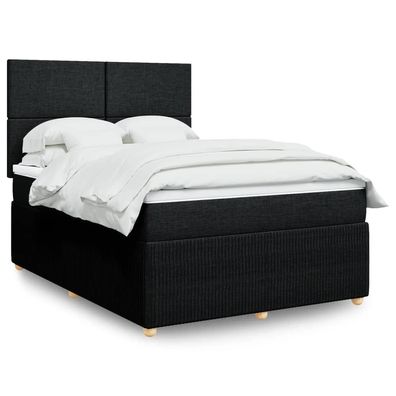 vidaXL Boxspringbett mit Matratze Schwarz 160x200 cm Stoff