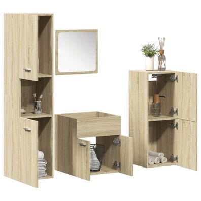 vidaXL 4-tlg. Badmöbel-Set Sonoma-Eiche Holzwerkstoff