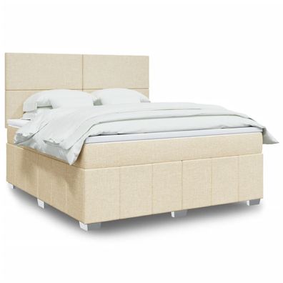 vidaXL Boxspringbett mit Matratze Creme 180x200 cm Stoff