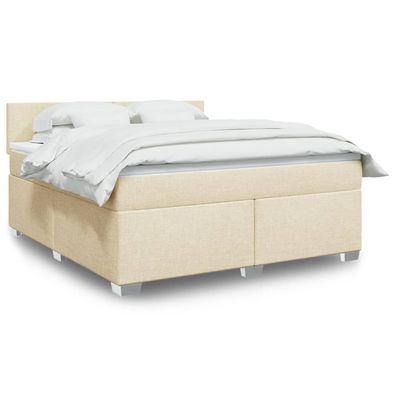 vidaXL Boxspringbett mit Matratze Creme 180x200 cm Stoff