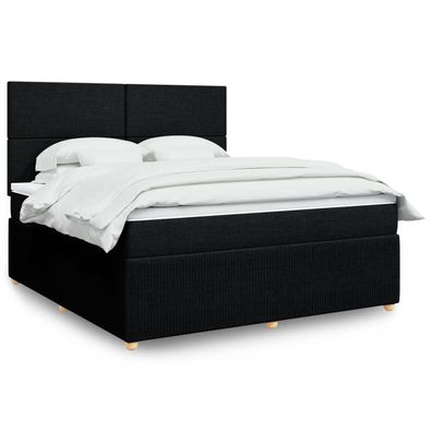 vidaXL Boxspringbett mit Matratze Schwarz 180x200 cm Stoff