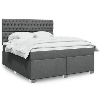 vidaXL Boxspringbett mit Matratze Dunkelgrau 180x200 cm Stoff