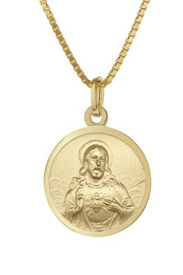 trendor Schmuck Herz Jesu Anhänger Ø 16 mm Gold 333 mit goldplattierter Kette 41482