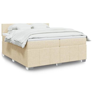 vidaXL Boxspringbett mit Matratze Creme 200x200 cm Stoff