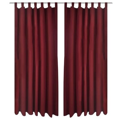 Vorhänge Gardinen aus Satin 2-teilig 140 x 225 cm Dunkelrot