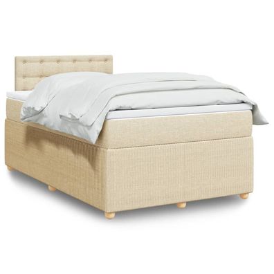 vidaXL Boxspringbett mit Matratze Creme 120x200 cm Stoff