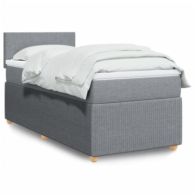 vidaXL Boxspringbett mit Matratze Hellgrau 80x200 cm Stoff