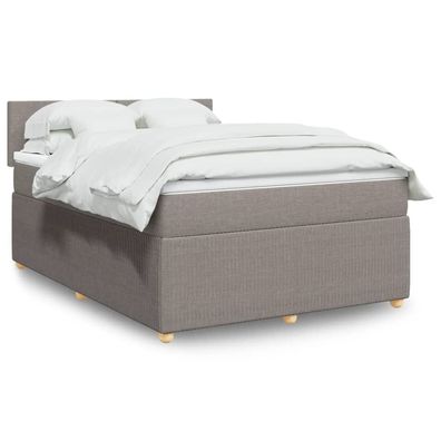 vidaXL Boxspringbett mit Matratze Taupe 160x200 cm Stoff