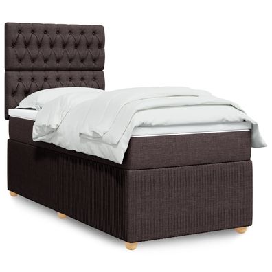 vidaXL Boxspringbett mit Matratze Dunkelbraun 80x200 cm Stoff