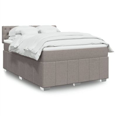 vidaXL Boxspringbett mit Matratze Taupe 140x190 cm Stoff