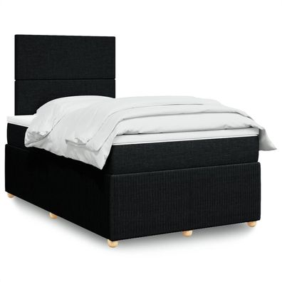 vidaXL Boxspringbett mit Matratze Schwarz 120x190 cm Stoff