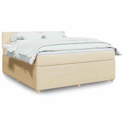 vidaXL Boxspringbett mit Matratze Creme 180x200 cm Stoff