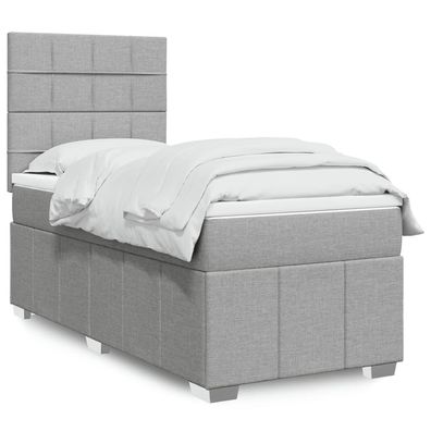 vidaXL Boxspringbett mit Matratze Hellgrau 80x200 cm Stoff