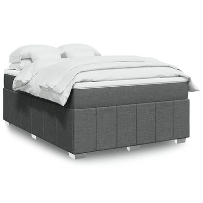 vidaXL Boxspringbett mit Matratze Dunkelgrau 140x190 cm Stoff