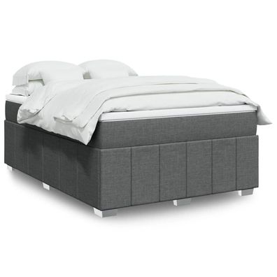 vidaXL Boxspringbett mit Matratze Dunkelgrau 140x200 cm Stoff