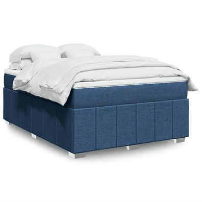 vidaXL Boxspringbett mit Matratze Blau 160x200 cm Stoff