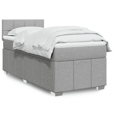 vidaXL Boxspringbett mit Matratze Hellgrau 90x190 cm Stoff