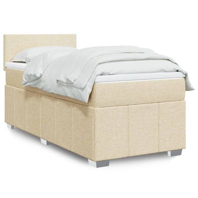 vidaXL Boxspringbett mit Matratze Creme 90x200 cm Stoff