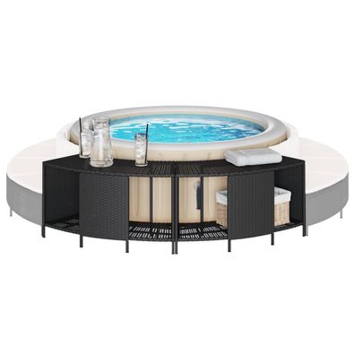 vidaXL Outdoor-Regale für Whirlpool 2 Stk. Schwarz Poly Rattan