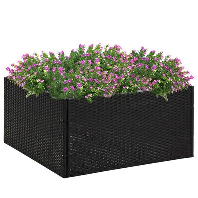 vidaXL Pflanzkübel Schwarz 80x80x40 cm Poly Rattan