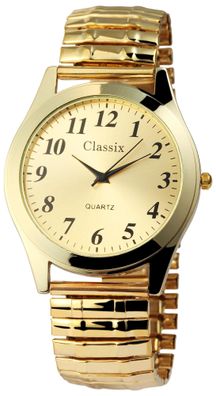 Classix 2700004-002 Analog Herrenuhr mit Metallzugband, goldfarben