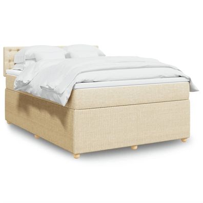 vidaXL Boxspringbett mit Matratze Creme 140x200 cm Stoff