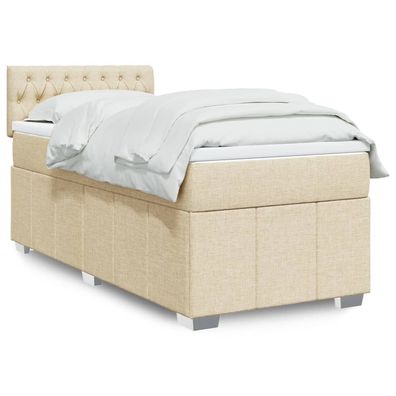 vidaXL Boxspringbett mit Matratze Creme 80x200 cm Stoff