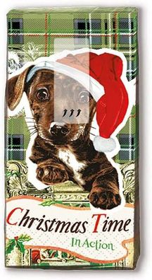 10 Taschentücher 1 Pack Motiv Doggy Christmas - Hund mit Weihnachtsmütze