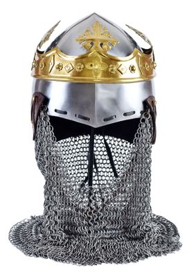 Helm von Robert Bruce, Mittelalter-Beckenhaube mit Brünne, 1,6 mm Stahl