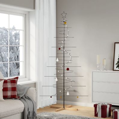 vidaXL Metall-Weihnachtsbaum zum Dekorieren Holzständer Schwarz 210 cm