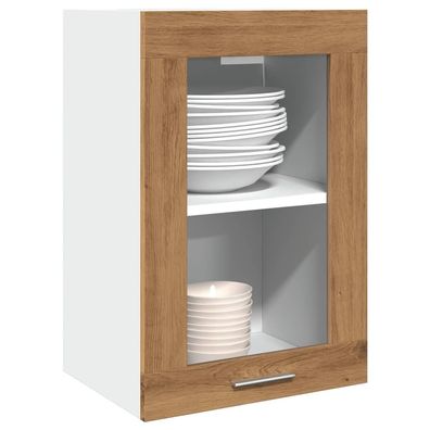 vidaXL Hängeschrank Glas Artisan-Eiche 40x31x60 cm Holzwerkstoff