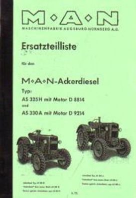 Ersatzteilliste MAN Ackerdiesel, Typ AS 325 H, Typ AS 330 A mit Motor D 9214