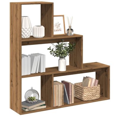 vidaXL Raumteiler-Bücherregal 3 Stufen Artisan-Eiche 123x29x123 cm