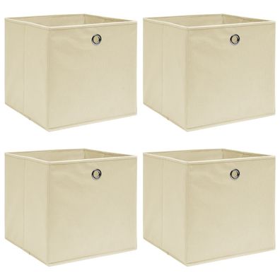 vidaXL Aufbewahrungsboxen 4 Stk. Creme 32x32x32 cm Stoff